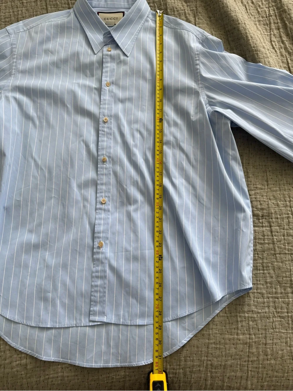 Gucci Blue Stripe Long Sleeve Collared Button Up Dress Shirt | Made in Italy